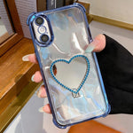 Custodia per telefono a forma di cuore in TPU galvanizzato con specchio e supporto in acrilico., For iPhone XS Max