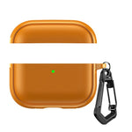 Custodia protettiva per auricolari con design a due scomparti e texture in similpelle vegana, dotata di gancio in metallo., For AirPods Pro 3, For AirPods Pro 2 / AirPods Pro