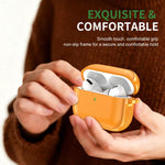 Custodia protettiva per auricolari con design a due scomparti e texture in similpelle vegana, dotata di gancio in metallo., For AirPods Pro 3, For AirPods Pro 2 / AirPods Pro