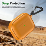 Custodia protettiva per auricolari con design a due scomparti e texture in similpelle vegana, dotata di gancio in metallo., For AirPods Pro 3, For AirPods Pro 2 / AirPods Pro