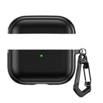Custodia protettiva per auricolari con design a due scomparti e texture in similpelle vegana, dotata di gancio in metallo., For AirPods Pro 3, For AirPods Pro 2 / AirPods Pro
