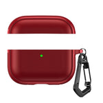Custodia protettiva per auricolari con design a due scomparti e texture in similpelle vegana, dotata di gancio in metallo., For AirPods Pro 3, For AirPods Pro 2 / AirPods Pro