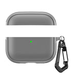 Custodia protettiva per auricolari con design a due scomparti e texture in similpelle vegana, dotata di gancio in metallo., For AirPods Pro 3, For AirPods Pro 2 / AirPods Pro