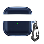 Custodia protettiva per auricolari con design a due scomparti e texture in similpelle vegana, dotata di gancio in metallo., For AirPods Pro 3, For AirPods Pro 2 / AirPods Pro