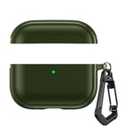 Custodia protettiva per auricolari con design a due scomparti e texture in similpelle vegana, dotata di gancio in metallo., For AirPods Pro 3, For AirPods Pro 2 / AirPods Pro