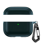 Custodia protettiva per auricolari con design a due scomparti e texture in similpelle vegana, dotata di gancio in metallo., For AirPods Pro 3, For AirPods Pro 2 / AirPods Pro