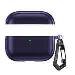 Custodia protettiva per auricolari con design a due scomparti e texture in similpelle vegana, dotata di gancio in metallo., For AirPods Pro 3, For AirPods Pro 2 / AirPods Pro