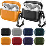 Custodia protettiva per auricolari con design a due scomparti e texture in similpelle vegana, dotata di gancio in metallo., For AirPods Pro 3, For AirPods Pro 2 / AirPods Pro