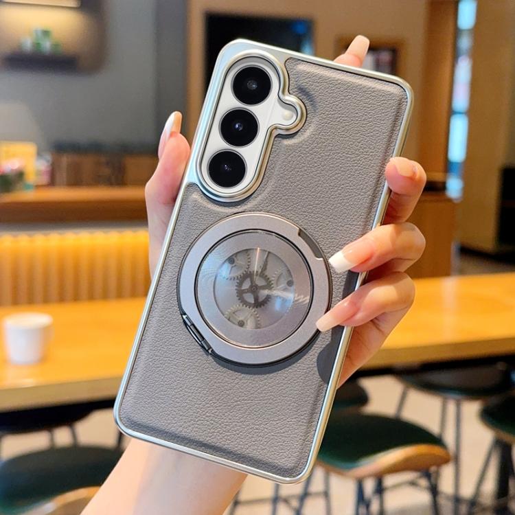 Custodia magnetica per telefono in ecopelle galvanizzata con supporto girevole a 360 gradi e fissaggio laterale a ingranaggi., For Samsung Galaxy S26+ 5G, For Samsung Galaxy S26 Ultra 5G, For Samsung Galaxy S26 5G, For Samsung Galaxy S25 5G            ...