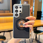Custodia magnetica per telefono in ecopelle galvanizzata con supporto girevole a 360 gradi e fissaggio laterale a ingranaggi., For Samsung Galaxy S26+ 5G, For Samsung Galaxy S26 Ultra 5G, For Samsung Galaxy S26 5G, For Samsung Galaxy S25 5G            ...