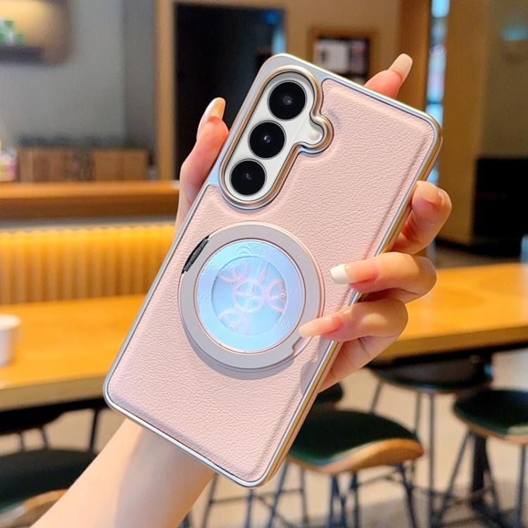 Custodia magnetica per telefono in ecopelle galvanizzata con supporto girevole a 360 gradi e fissaggio laterale a ingranaggi., For Samsung Galaxy S26+ 5G, For Samsung Galaxy S26 Ultra 5G, For Samsung Galaxy S26 5G, For Samsung Galaxy S25 5G            ...