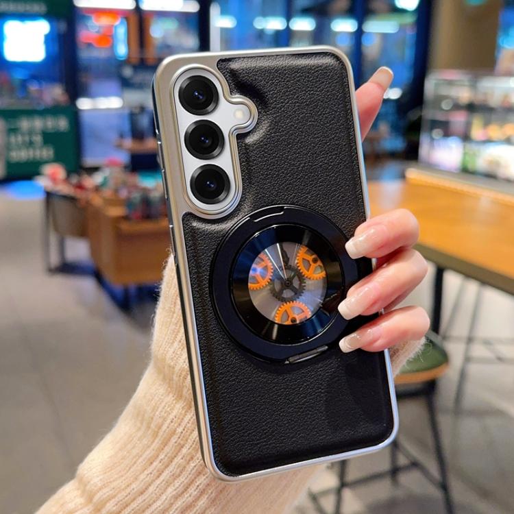 Custodia magnetica per telefono in ecopelle galvanizzata con supporto girevole a 360 gradi e fissaggio laterale a ingranaggi., For Samsung Galaxy S26+ 5G, For Samsung Galaxy S26 Ultra 5G, For Samsung Galaxy S26 5G, For Samsung Galaxy S25 5G            ...