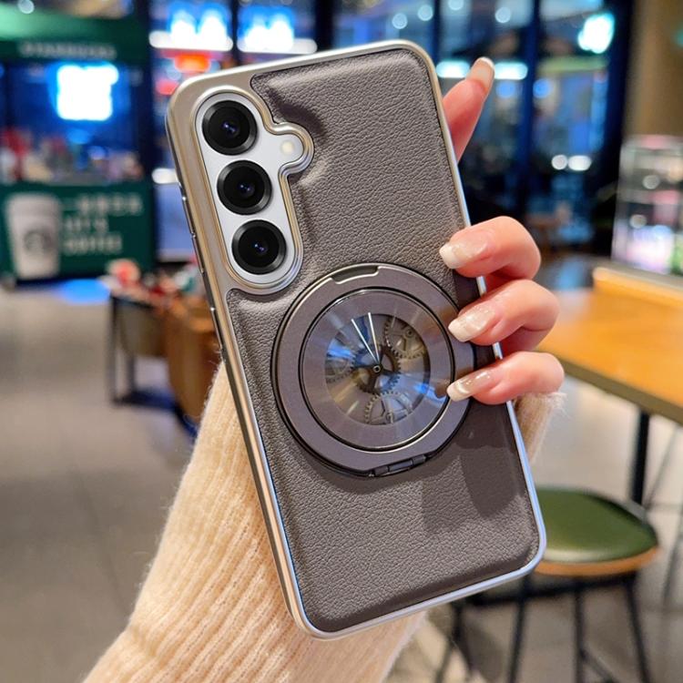Custodia magnetica per telefono in ecopelle galvanizzata con supporto girevole a 360 gradi e fissaggio laterale a ingranaggi., For Samsung Galaxy S26+ 5G, For Samsung Galaxy S26 Ultra 5G, For Samsung Galaxy S26 5G, For Samsung Galaxy S25 5G            ...
