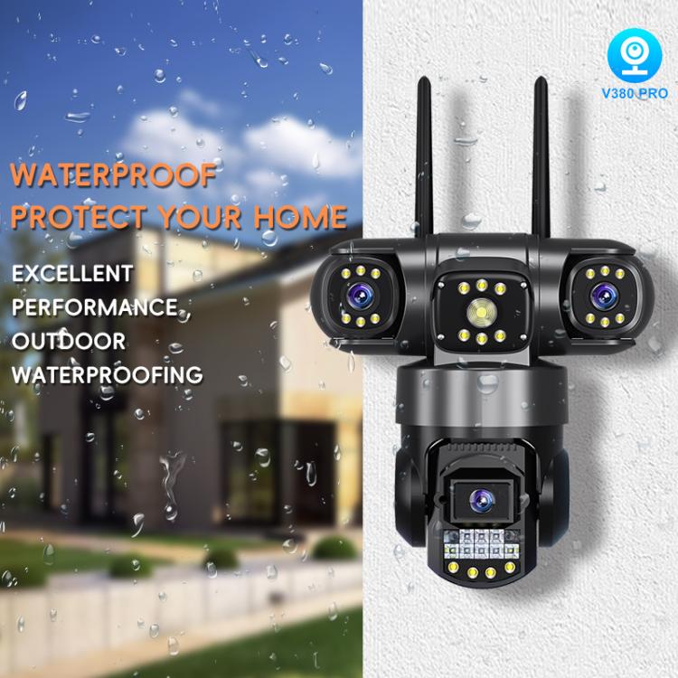 Telecamera di sorveglianza wireless WiFi V380 3MP HD panoramica a 360 gradi con tripla lente., EU Plug, US Plug