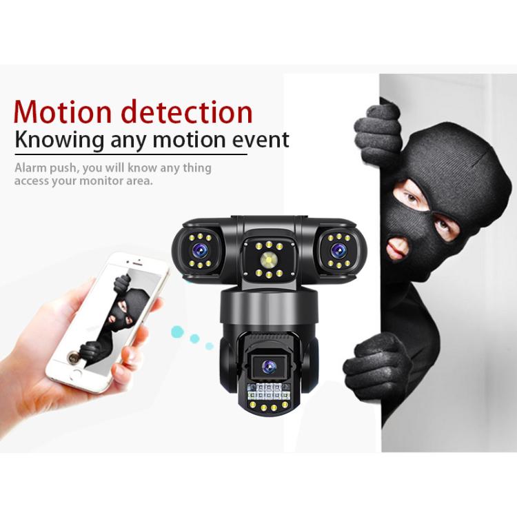 Telecamera di sorveglianza wireless WiFi V380 3MP HD panoramica a 360 gradi con tripla lente., EU Plug, US Plug