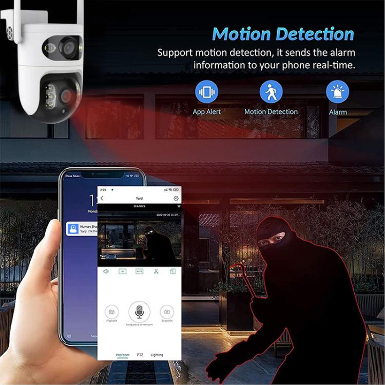 Telecamera di sorveglianza WiFi intelligente V380 HD da 2 MP con collegamento a sfera e pistola, EU Plug, US Plug