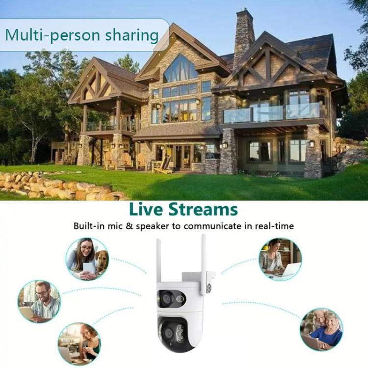 Telecamera di sorveglianza WiFi intelligente V380 HD da 2 MP con collegamento a sfera e pistola, EU Plug, US Plug