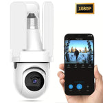 Telecamera di sorveglianza wireless WiFi intelligente a tre pale da 3 MP HD con schermo a forma di lampadina., 2.4GHz, 5.0GHz