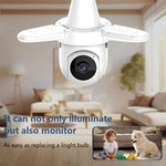 Telecamera di sorveglianza wireless WiFi intelligente a tre pale da 3 MP HD con schermo a forma di lampadina., 2.4GHz, 5.0GHz