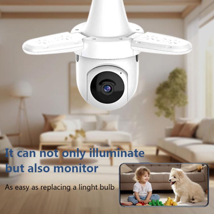 Telecamera di sorveglianza wireless WiFi intelligente a tre pale da 3 MP HD con schermo a forma di lampadina., 2.4GHz, 5.0GHz