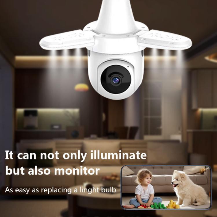 Telecamera di sorveglianza wireless WiFi intelligente a tre pale da 3 MP HD con schermo a forma di lampadina., 2.4GHz, 5.0GHz
