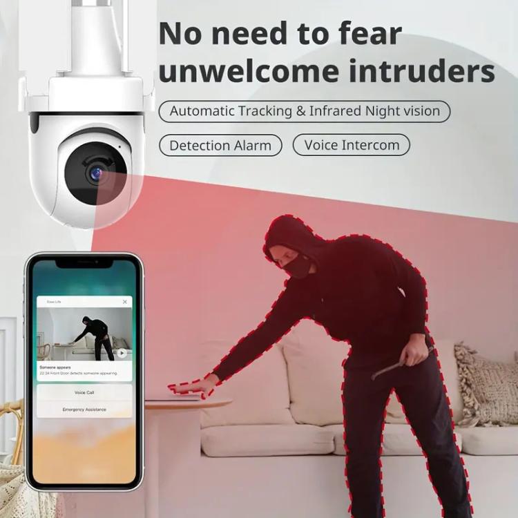 Telecamera di sorveglianza wireless WiFi intelligente a tre pale da 3 MP HD con schermo a forma di lampadina., 2.4GHz, 5.0GHz