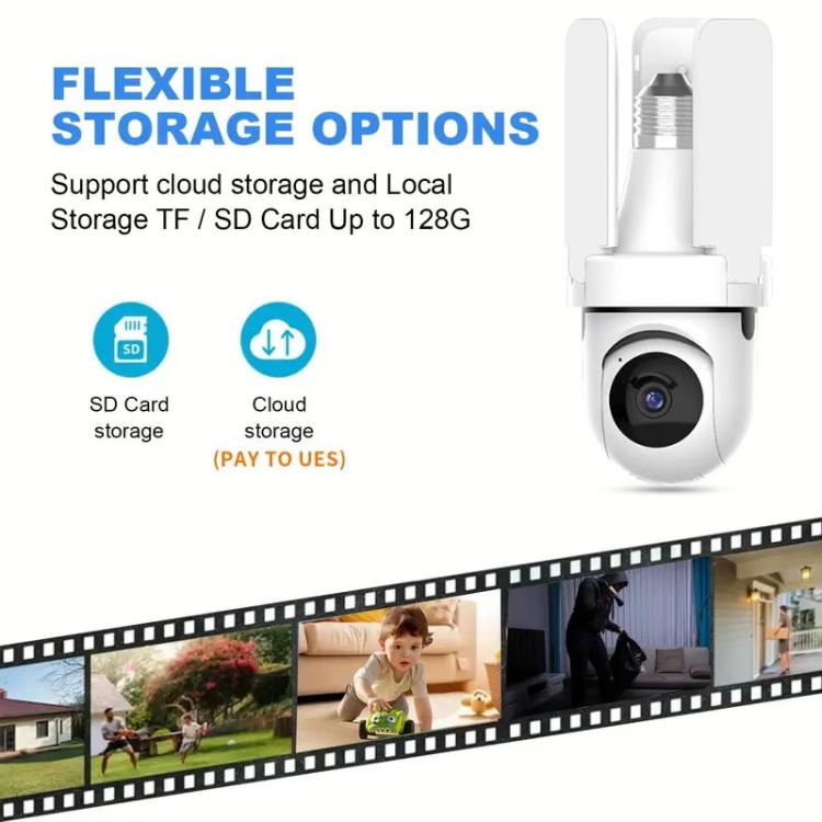 Telecamera di sorveglianza wireless WiFi intelligente a tre pale da 3 MP HD con schermo a forma di lampadina., 2.4GHz, 5.0GHz