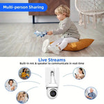 Telecamera di sorveglianza wireless WiFi intelligente a tre pale da 3 MP HD con schermo a forma di lampadina., 2.4GHz, 5.0GHz