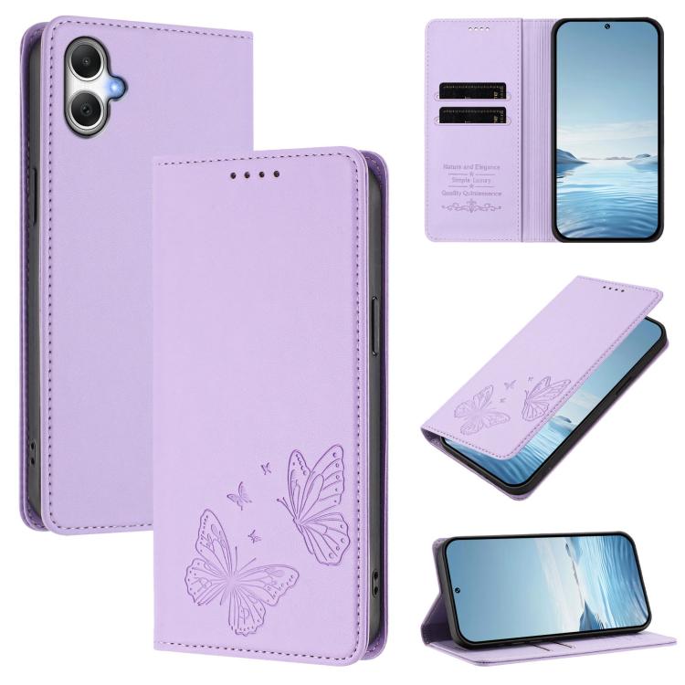 Robusta custodia per telefono in ecopelle con doppia protezione RFID a farfalla e magnete., For Galaxy A17 / A26 5G, For Galaxy A06 / A07