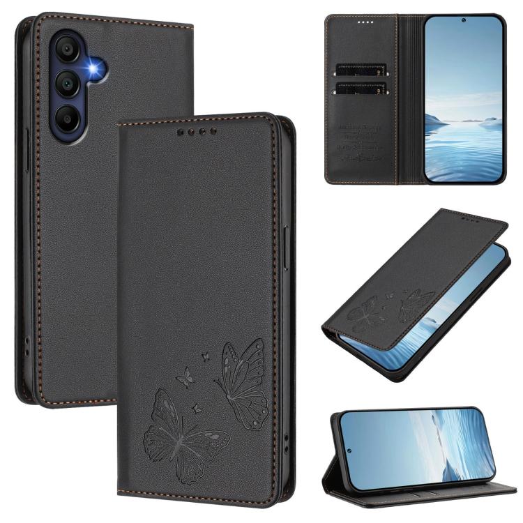 Robusta custodia per telefono in ecopelle con doppia protezione RFID a farfalla e magnete., For Galaxy A16 4G / 5G, For Galaxy A05s 4G / F14 4G