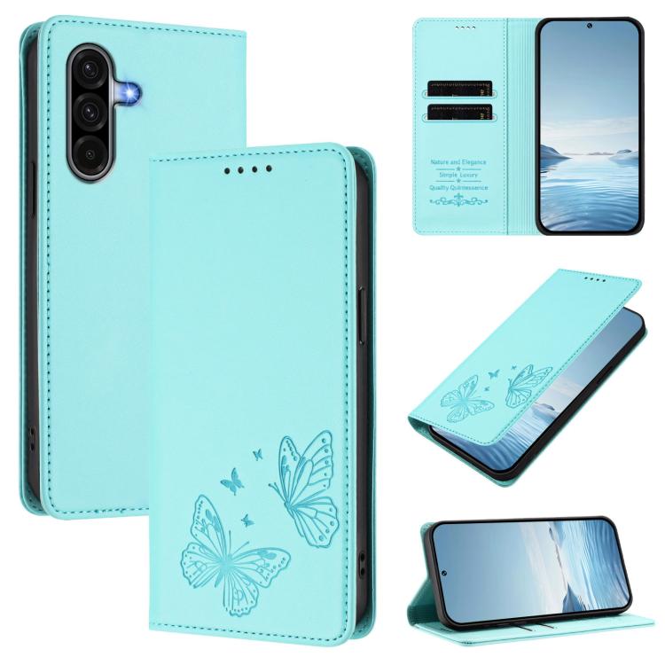 Robusta custodia per telefono in ecopelle con doppia protezione RFID a farfalla e magnete., For Galaxy A17 / A26 5G, For Galaxy A06 / A07