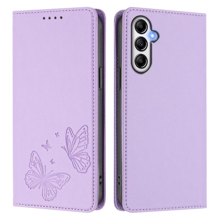 Robusta custodia per telefono in ecopelle con doppia protezione RFID a farfalla e magnete., For Galaxy A24 4G Global, For Galaxy A14 4G / 5G