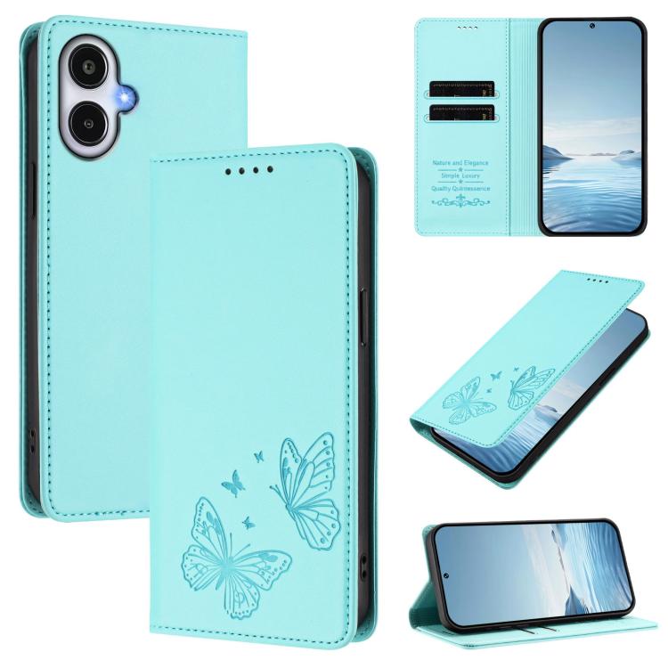 Robusta custodia per telefono in ecopelle con doppia protezione RFID a farfalla e magnete., For Galaxy A27 5G, For Galaxy A25e