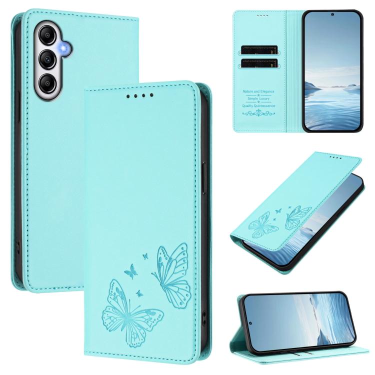 Robusta custodia per telefono in ecopelle con doppia protezione RFID a farfalla e magnete., For Galaxy A34 5G, For Galaxy A54 5G