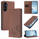 Robusta custodia per telefono in ecopelle con doppia protezione RFID a farfalla e magnete., For Galaxy A15 4G / 5G, For Galaxy A55 5G