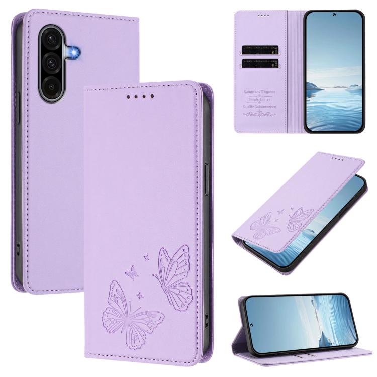 Robusta custodia per telefono in ecopelle con doppia protezione RFID a farfalla e magnete., For Galaxy A56 5G / A36 5G, For Galaxy A05 4G / M05 4G / F05 4G