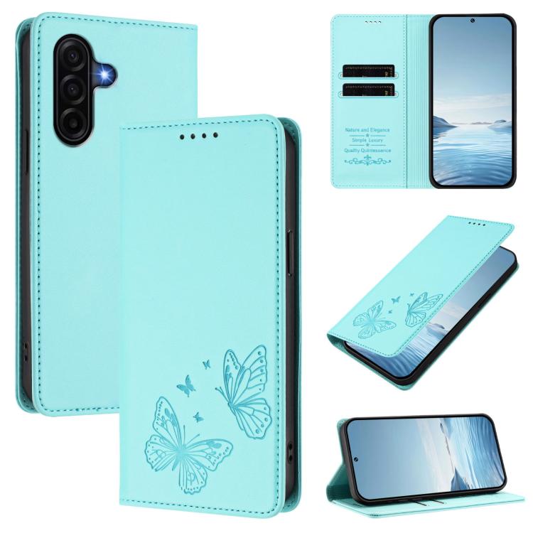 Robusta custodia per telefono in ecopelle con doppia protezione RFID a farfalla e magnete., For Galaxy A57 5G, For Galaxy A37 5G