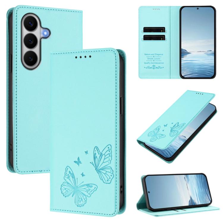 Robusta custodia per telefono in ecopelle con doppia protezione RFID a farfalla e magnete., For Galaxy A27 5G, For Galaxy A25e
