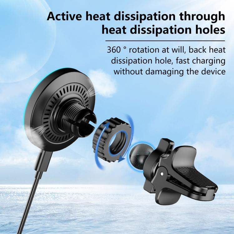 Supporto magnetico auto con caricabatterie wireless Qi 15W
