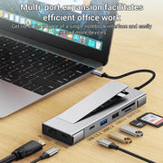 Hub 8 in 1 con porte USB-C per SSD M.2, box esterno HDTV, 2 porte USB 3.2 con audio, PD e lettore di schede SD/TF., 8 in 1 with USB 3.2 + USB 3.2
