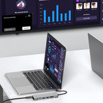 Hub 8 in 1 con interfaccia USB-C per SSD M.2, HDTV, USB 3.2, USB 2.0, PD e lettore di schede SD/TF., 8 in 1 with USB 3.2 + USB 2.0
