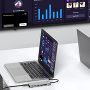 Hub 8 in 1 con interfaccia USB-C per SSD M.2, HDTV, USB 3.2, USB 2.0, PD e lettore di schede SD/TF., 8 in 1 with USB 3.2 + USB 2.0