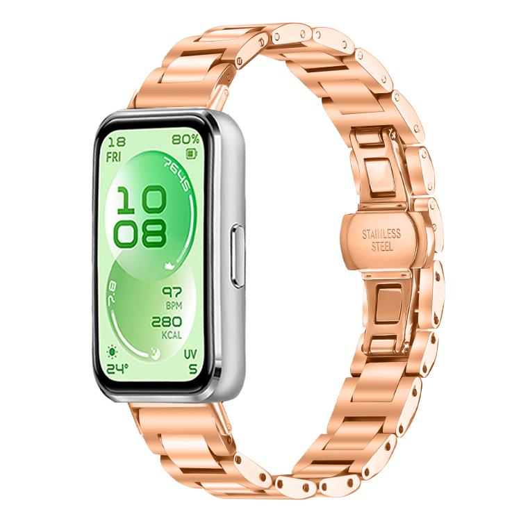 Cinturino per orologio sottile in acciaio inossidabile con fibbia a farfalla in metallo., For Huawei Band 11 / Band 11 Pro