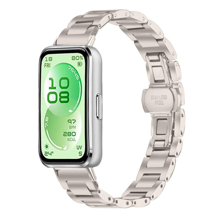 Cinturino per orologio sottile in acciaio inossidabile con fibbia a farfalla in metallo., For Huawei Band 11 / Band 11 Pro