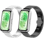 Cinturino per orologio in acciaio inossidabile con fibbia a farfalla e perline singole, For Huawei Band 11 / Band 11 Pro