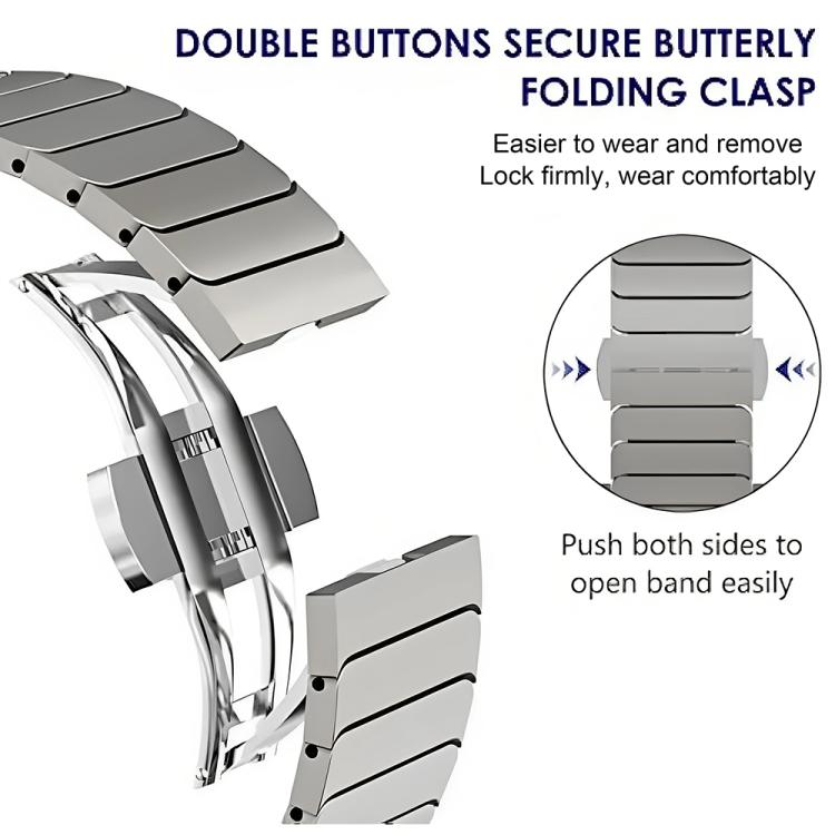 Cinturino per orologio in acciaio inossidabile con fibbia a farfalla e perline singole, For Huawei Band 11 / Band 11 Pro