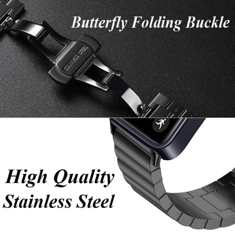 Cinturino per orologio in acciaio inossidabile con fibbia a farfalla e perline singole, For Huawei Band 11 / Band 11 Pro