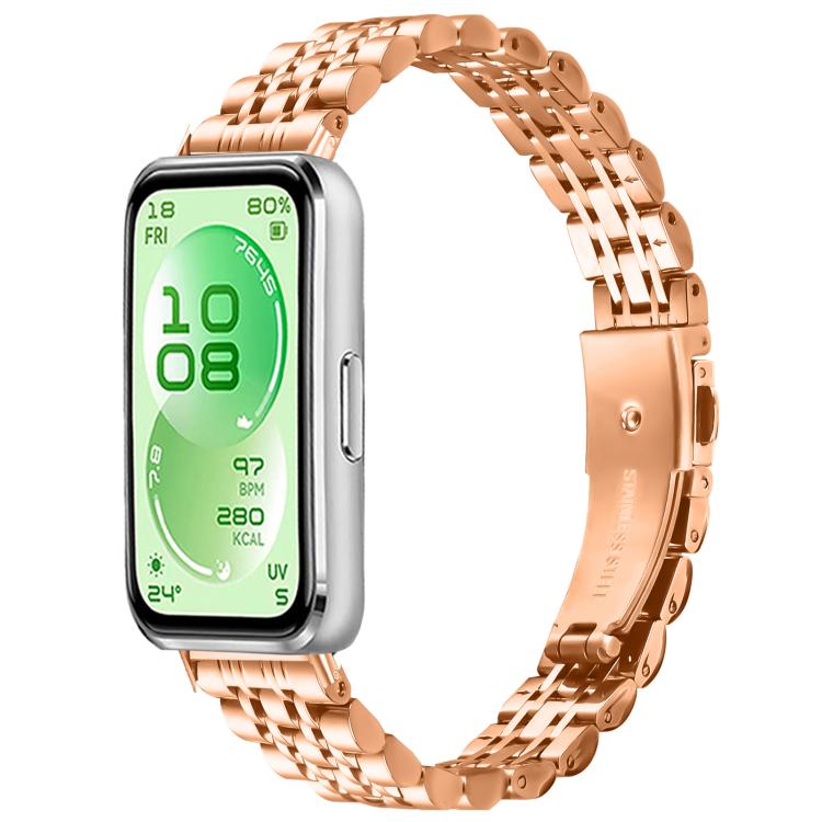 Cinturino per orologio in acciaio inossidabile con fibbia pieghevole a sette perline, For Huawei Band 11 / Band 11 Pro