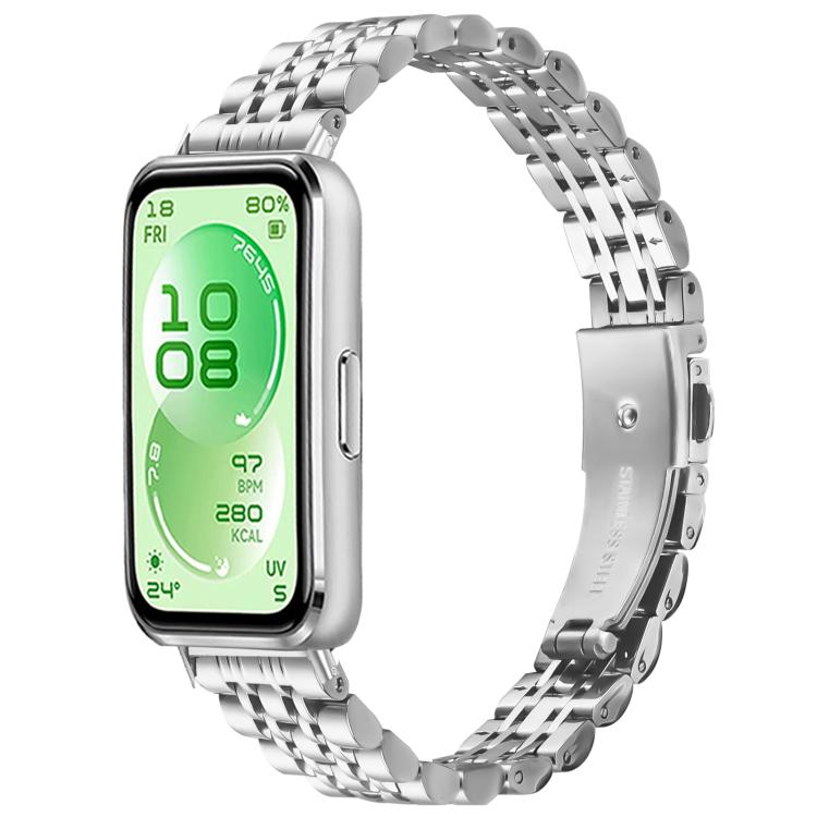Cinturino per orologio in acciaio inossidabile con fibbia pieghevole a sette perline, For Huawei Band 11 / Band 11 Pro
