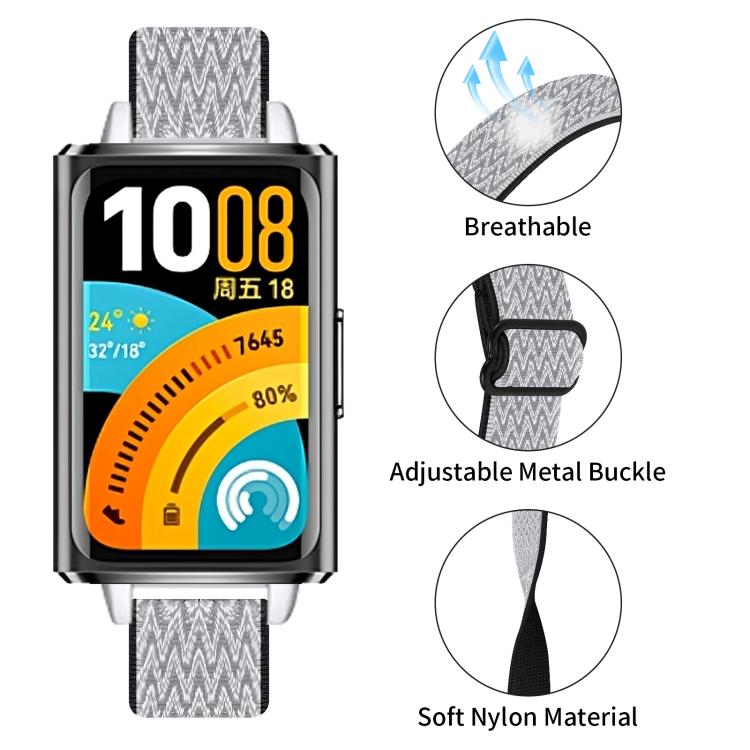 Cinturino per orologio in nylon intrecciato con fibbia a onda, For Huawei Band 11 / Band 11 Pro